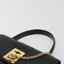 CELINE Hand Bag Leather Black Gold Auth 194674A-8