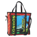 BALENCIAGA Bazaar Shopper Hand Bag Leather 2way Red Silver 443096 Auth 194679SAM-1