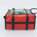 BALENCIAGA Bazaar Shopper Hand Bag Leather 2way Red Silver 443096 Auth 194679SAM-11
