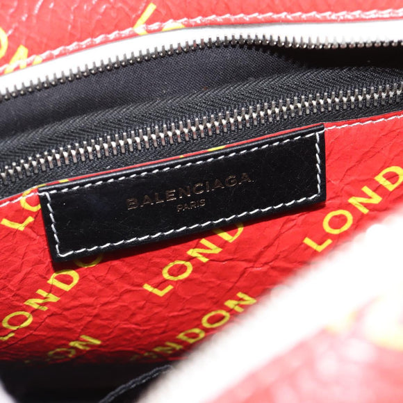 BALENCIAGA Bazaar Shopper Hand Bag Leather 2way Red Silver 443096 Auth 194679SAM