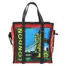 BALENCIAGA Bazaar Shopper Hand Bag Leather 2way Red Silver 443096 Auth 194679SAM-2