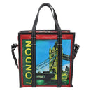 BALENCIAGA Bazaar Shopper Hand Bag Leather 2way Red Silver 443096 Auth 194679SAM-3
