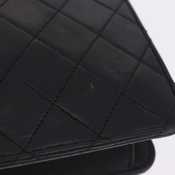 CHANEL Matelasse Chain Shoulder Bag Lamb Skin 2way Black Gold CC Auth 194687SAM