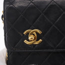CHANEL Matelasse Chain Shoulder Bag Lamb Skin 2way Black Gold CC Auth 194687SAM-18