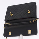 CHANEL Matelasse Chain Shoulder Bag Lamb Skin 2way Black Gold CC Auth 194687SAM-19