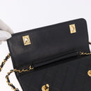 CHANEL Matelasse Chain Shoulder Bag Lamb Skin 2way Black Gold CC Auth 194687SAM-20