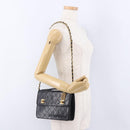 CHANEL Matelasse Chain Shoulder Bag Lamb Skin 2way Black Gold CC Auth 194687SAM-29