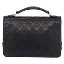 CHANEL Matelasse Chain Shoulder Bag Lamb Skin 2way Black Gold CC Auth 194687SAM-3