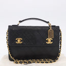 CHANEL Matelasse Chain Shoulder Bag Lamb Skin 2way Black Gold CC Auth 194687SAM-30