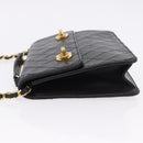 CHANEL Matelasse Chain Shoulder Bag Lamb Skin 2way Black Gold CC Auth 194687SAM-5