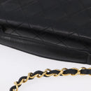 CHANEL Matelasse Chain Shoulder Bag Lamb Skin 2way Black Gold CC Auth 194687SAM-7