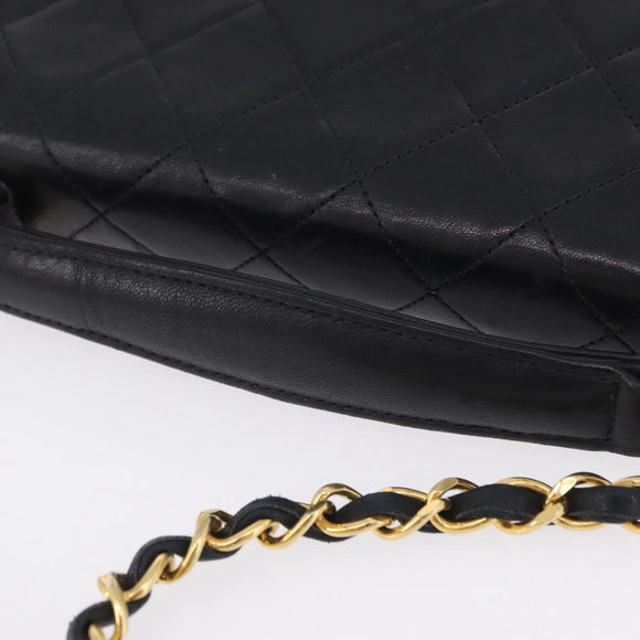 CHANEL Matelasse Chain Shoulder Bag Lamb Skin 2way Black Gold CC Auth 194687SAM