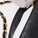 CHANEL Matelasse Chain Shoulder Bag Lamb Skin 2way Black Gold CC Auth 194687SAM-8