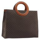 CELINE Macadam Canvas Hand Bag PVC Leather Brown Gold Auth 194691-1