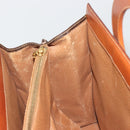 CELINE Macadam Canvas Hand Bag PVC Leather Brown Gold Auth 194691-17