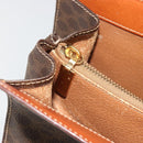CELINE Macadam Canvas Hand Bag PVC Leather Brown Gold Auth 194691-18