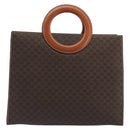 CELINE Macadam Canvas Hand Bag PVC Leather Brown Gold Auth 194691-2
