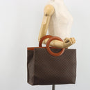 CELINE Macadam Canvas Hand Bag PVC Leather Brown Gold Auth 194691-22