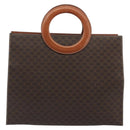 CELINE Macadam Canvas Hand Bag PVC Leather Brown Gold Auth 194691-3