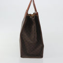 CELINE Macadam Canvas Hand Bag PVC Leather Brown Gold Auth 194691-5