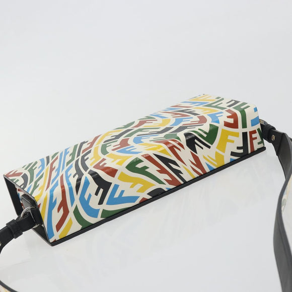 FENDI Zucca Canvas Vertigo Shoulder Bag PVC Multicolor Silver Auth 194700M