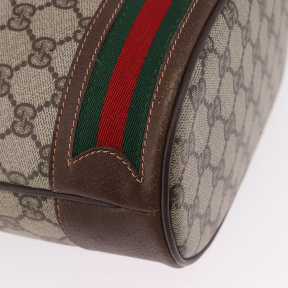 GUCCI GG Supreme Web Sherry Line Bag PVC Beige Gold 164 02 085 Auth 194703