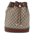 GUCCI GG Supreme Web Sherry Line Bag PVC Beige Gold 164 02 085 Auth 194703-2