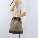 GUCCI GG Supreme Web Sherry Line Bag PVC Beige Gold 164 02 085 Auth 194703-21