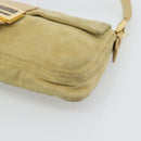 FENDI Mamma Baguette Shoulder Bag Suede Beige Gold Auth 194704V-10