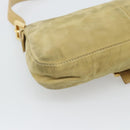 FENDI Mamma Baguette Shoulder Bag Suede Beige Gold Auth 194704V-13