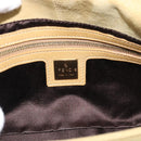 FENDI Mamma Baguette Shoulder Bag Suede Beige Gold Auth 194704V-15