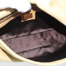 FENDI Mamma Baguette Shoulder Bag Suede Beige Gold Auth 194704V-16