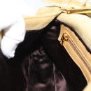 FENDI Mamma Baguette Shoulder Bag Suede Beige Gold Auth 194704V-18