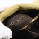 FENDI Mamma Baguette Shoulder Bag Suede Beige Gold Auth 194704V-21