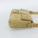 FENDI Mamma Baguette Shoulder Bag Suede Beige Gold Auth 194704V-5