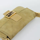 FENDI Mamma Baguette Shoulder Bag Suede Beige Gold Auth 194704V-6