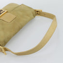 FENDI Mamma Baguette Shoulder Bag Suede Beige Gold Auth 194704V-7