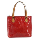 LOUIS VUITTON Monogram Vernis Houston Hand Bag Rouge M91092 LV Auth 194707-13