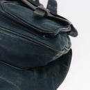 Christian Dior Gaucho Tote Bag Leather Green Silver Auth 194708V-11