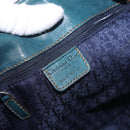 Christian Dior Gaucho Tote Bag Leather Green Silver Auth 194708V-15