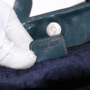 Christian Dior Gaucho Tote Bag Leather Green Silver Auth 194708V-24