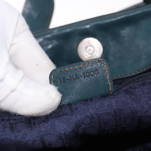 Christian Dior Gaucho Tote Bag Leather Green Silver Auth 194708V