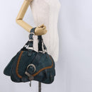 Christian Dior Gaucho Tote Bag Leather Green Silver Auth 194708V-25