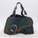 Christian Dior Gaucho Tote Bag Leather Green Silver Auth 194708V-26