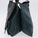 Christian Dior Gaucho Tote Bag Leather Green Silver Auth 194708V-4
