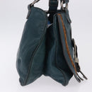 Christian Dior Gaucho Tote Bag Leather Green Silver Auth 194708V-5