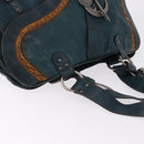 Christian Dior Gaucho Tote Bag Leather Green Silver Auth 194708V-6