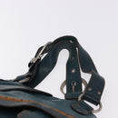 Christian Dior Gaucho Tote Bag Leather Green Silver Auth 194708V-8