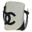 CHANEL COCO Mark Matelasse Cambon Line Bag Leather White CC Auth 194709M-1