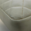 CHANEL COCO Mark Matelasse Cambon Line Bag Leather White CC Auth 194709M-14